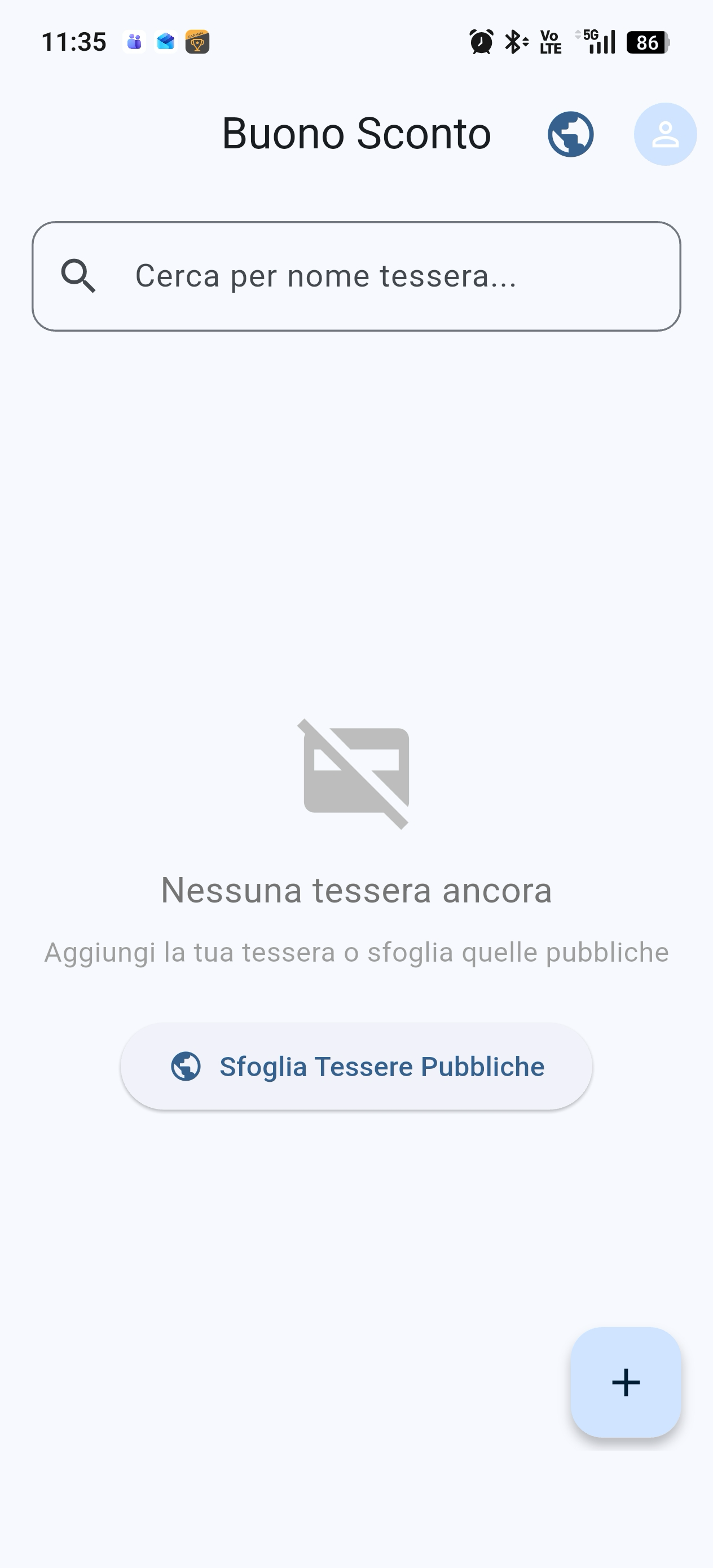 Club Card Home Screen